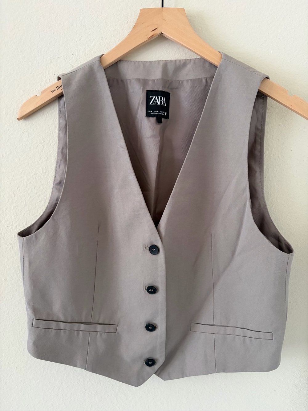 Zara Light Taupe Button Vest